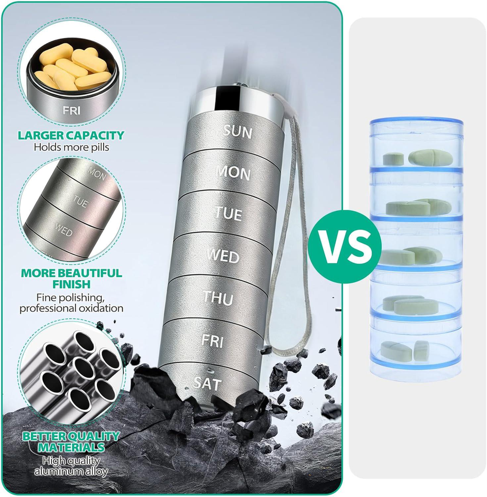 ๐ LIMITED OFFER 50% OFF โ Shop Now! ๐งณ๐Metal Travel Pill Organizer